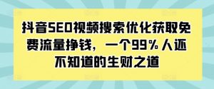 抖音SEO视频搜索优化获取免费流量挣钱，一个99%人还不知道的生财之道-一起网赚吧