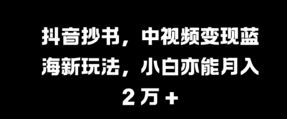 抖音抄书，中视频变现蓝海新玩法，小白亦能月入 过W【揭秘】-一起网赚吧
