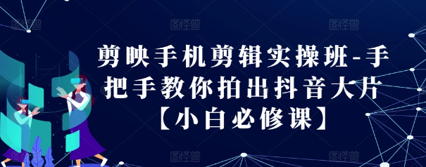 剪映手机剪辑实操班-手把手教你拍出抖音大片【小白必修课】-一起网赚吧
