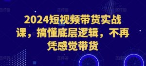 2024短视频带货实战课，搞懂底层逻辑，不再凭感觉带货-一起网赚吧