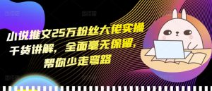 小说推文25万粉丝大佬实操干货讲解,全面毫无保留,帮你少走弯路-一起网赚吧