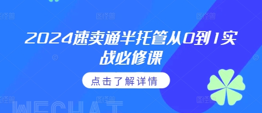 2024速卖通半托管从0到1实战必修课，掌握通投广告打法、熟悉速卖通半托管的政策细节-一起网赚吧