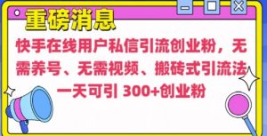 快手最新引流创业粉方法，无需养号、无需视频、搬砖式引流法【揭秘】-一起网赚吧