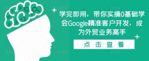 学完即用,带你实操0基础学会Google精准客户开发,成为外贸业务高手-一起网赚吧