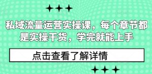 私域流量运营实操课,每个章节都是实操干货,学完就能上手-一起网赚吧