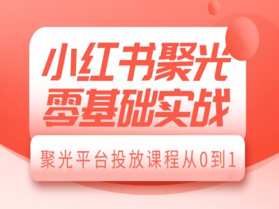 小红书聚光零基础实战，聚光平台投放课程从0到1-一起网赚吧