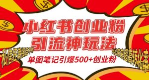 小红书创业粉引流神玩法，单图笔记引爆500+精准创业粉丝，私信狂潮接连不断-一起网赚吧