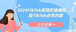 2024TikTok变现实操课程，入局TikTok必学内容-一起网赚吧