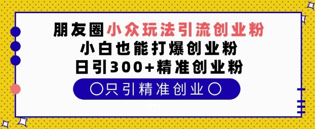 朋友圈小众玩法引流创业粉，小白也能打爆创业粉，日引300+精准创业粉【揭秘】-一起网赚吧