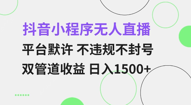 抖音小程序无人直播 平台默许 不违规不封号 双管道收益 日入多张 小白也能轻松操作【仅揭秘】-一起网赚吧