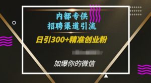 内部招聘渠道日引流300+创业粉，加爆你的微信【揭秘】-一起网赚吧