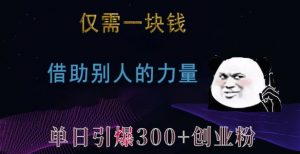 仅需一块钱，借助别人的力量，单日引爆300+创业粉、兼职粉【揭秘】-一起网赚吧
