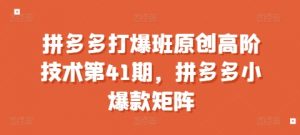 拼多多打爆班原创高阶技术第41期，拼多多小爆款矩阵-一起网赚吧