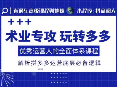 术业专攻玩转多多，优秀运营人的全面体系课程，解析拼多多运营底层必备逻辑-一起网赚吧