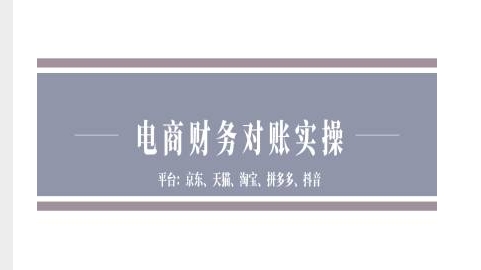 电商财务对账实操-京东天猫淘宝拼多多抖音电商财务对账-一起网赚吧