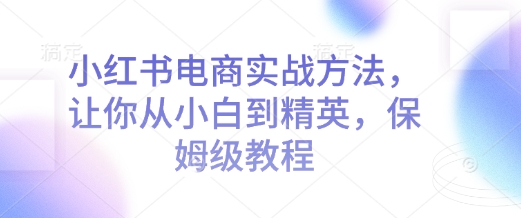 小红书电商实战方法，让你从小白到精英，保姆级教程-一起网赚吧