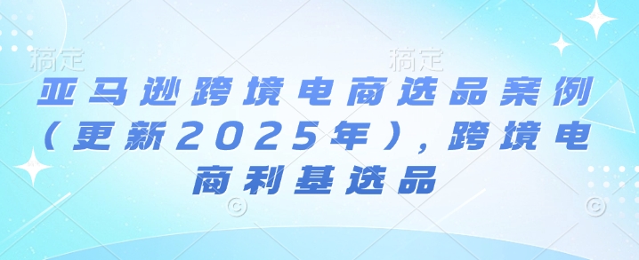 亚马逊跨境电商选品案例(更新2025年)，跨境电商利基选品-一起网赚吧