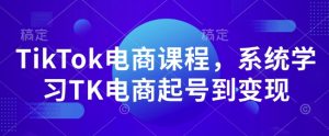 TikTok电商课程，​系统学习TK电商起号到变现-一起网赚吧