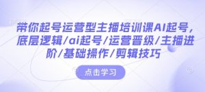 带你起号运营型主播培训课AI起号,底层逻辑/ai起号/运营晋级/主播进阶/基础操作/剪辑技巧-一起网赚吧