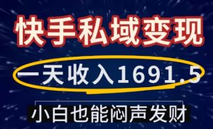 一天收入1691.5,快手私域变现,小白也能闷声发财-一起网赚吧