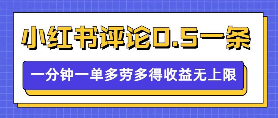 小红书留言评论，0.5元1条，一分钟一单，多劳多得，收益无上限-一起网赚吧