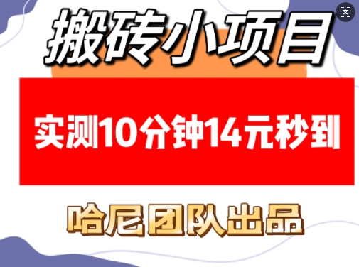 搬砖小项目，实测10分钟14元秒到，每天稳定几张(赠送必看稳定)-一起网赚吧