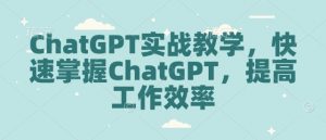 ChatGPT实战教学，快速掌握ChatGPT，提高工作效率-一起网赚吧