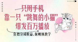 只用手机靠一只“跳舞的小猫”爆发百万播放，狂撸分成收益，保姆级教学-一起网赚吧