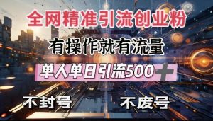 全网独家引流创业粉,有操作就有流量,单人单日引流500+,不封号、不费号-一起网赚吧
