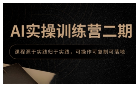 AI实操训练营二期，课程源于实践归于实践，可操作可复制可落地-一起网赚吧