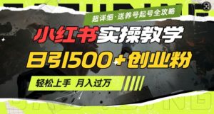 2月小红书最新日引500+创业粉实操教学【超详细】小白轻松上手，月入1W+，附小红书养号起号SOP-一起网赚吧