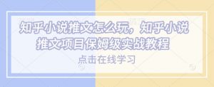 知乎小说推文怎么玩，知乎小说推文项目保姆级实战教程-一起网赚吧