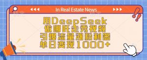 用DeepSeek做哪吒走秀视频，引爆流量涨粉利器，单日变现1k-一起网赚吧