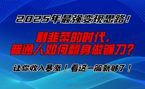 2025年最强变现思路，割韭菜的时代， 普通人如何翻身做镰刀？【揭秘】-一起网赚吧