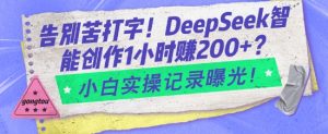 告别苦打字！DeepSeek智能创作1小时入2张？小白实操记录曝光-一起网赚吧