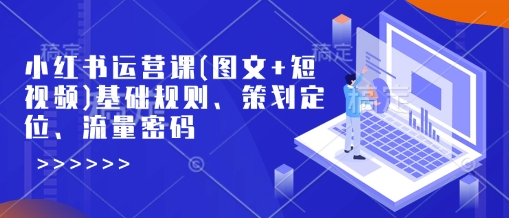 小红书运营课(图文+短视频)基础规则、策划定位、流量密码-一起网赚吧
