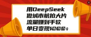 用DeepSeek做城市航拍大片,流量赚到手软,单日变现多张-一起网赚吧