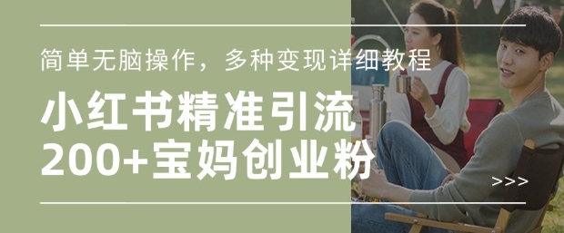 小红书混剪日引200+宝妈创业粉，简单无脑操作，多种变现详细教程-一起网赚吧