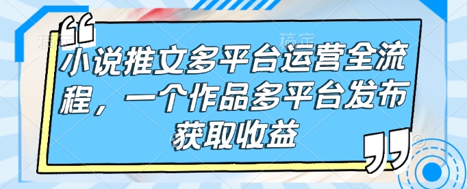小说推文多平台运营全流程，一个作品多平台发布获取收益-一起网赚吧