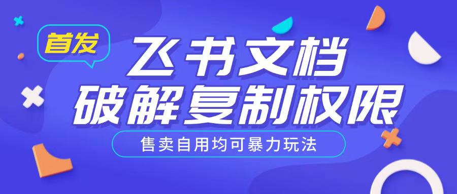 首发飞书文档破解复制权限，售卖自用均可暴力玩法-一起网赚吧