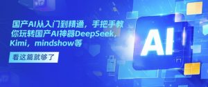国产AI从入门到精通，手把手教你玩转国产AI神器DeepSeek，Kimi，mindshow等-一起网赚吧