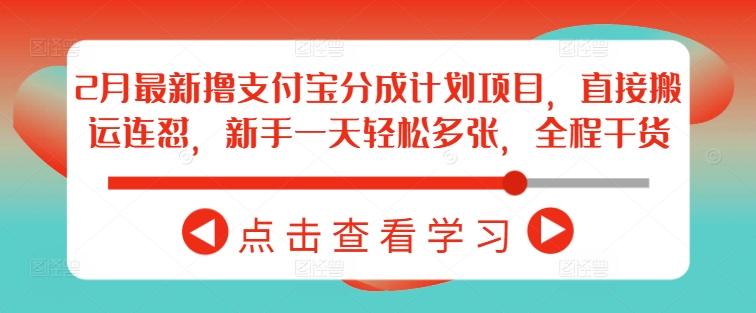 2月最新撸支付宝分成计划项目，直接搬运连怼，新手一天轻松多张，全程干货-一起网赚吧