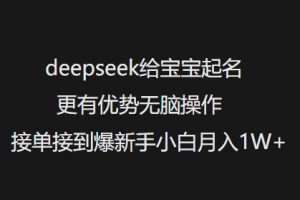 deepseek给宝宝起名更有优势无脑操作接单接到爆新手小白月入1W+-一起网赚吧