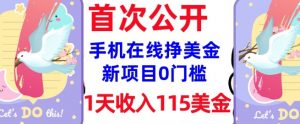 在线挣美金新项目，0门槛，1天收入115美刀，无脑操作，真正被动收入-一起网赚吧