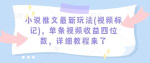 小说推文最新玩法(视频标记)，单条视频收益四位数，详细教程来了-一起网赚吧