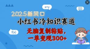 2025新风口，小红书冷知识赛道，无脑复制粘贴，一单变现300+-一起网赚吧