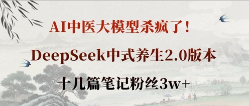 AI中医大模型杀疯了！DeepSeek中式养生2.0版本，十几篇笔记粉丝3w+-一起网赚吧