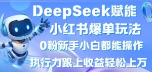 DeepSeek赋能小红书爆单玩法0粉新手小白都能操作，执行力跟上收益轻松上W，懒人勿做-一起网赚吧
