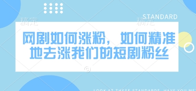 网剧如何涨粉，如何精准地去涨我们的短剧粉丝-一起网赚吧