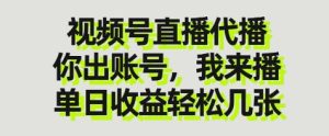 视频号直播代播，你出账号我来播，单日收益轻松几张【揭秘】-一起网赚吧